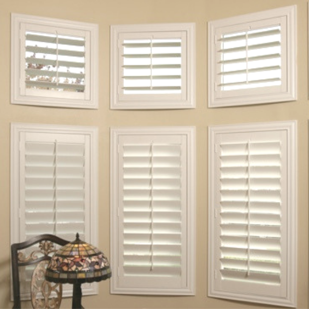 Sunburst shutters on a Bakersfield bay window