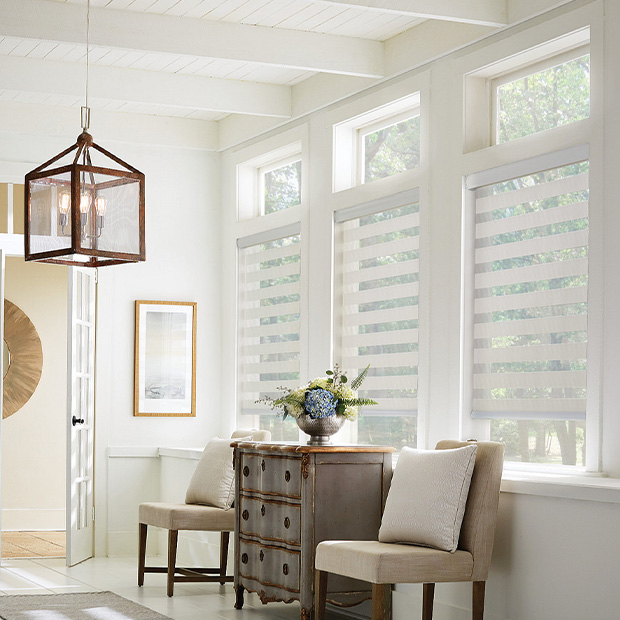 Transitional shades in a Bakersfield living room