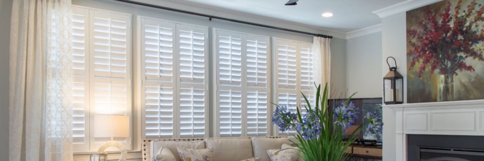 Polywood plantation shutters in Bakersfield living room