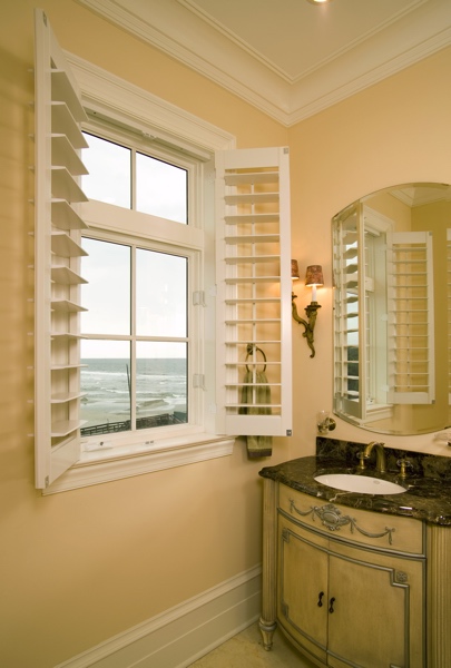 Plantation shutters in Bakersfield beach home