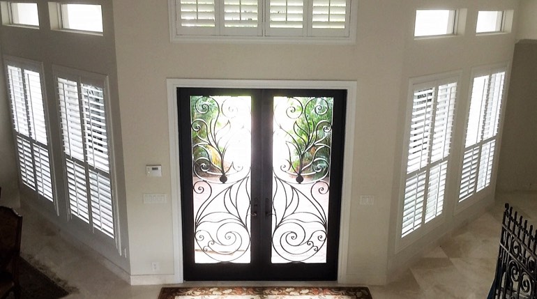 Bakersfield entryway plantation shutters
