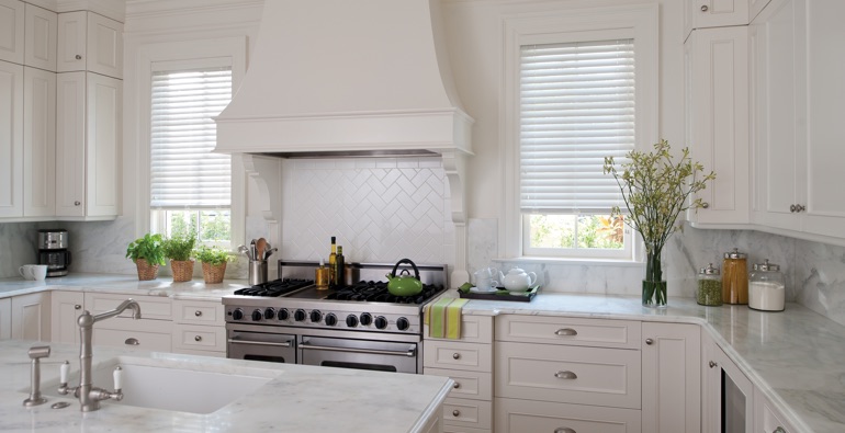 Bakersfield kitchen white blinds