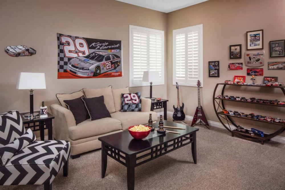 Bakersfield man cave with shutters