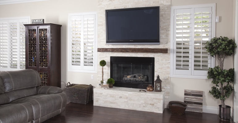 polywood shutters in Bakersfield living room