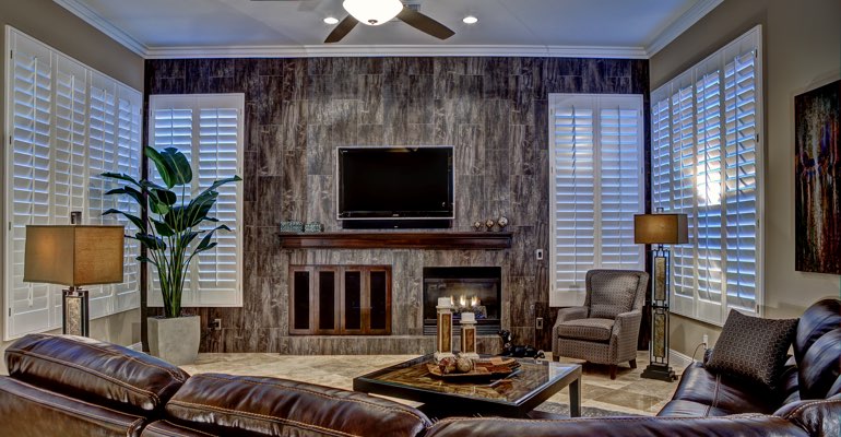 Bakersfield living room with shutters