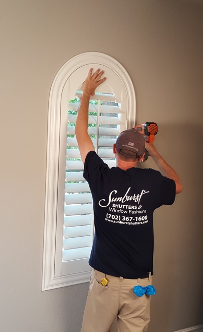 Shutter install in Bakersfield living room