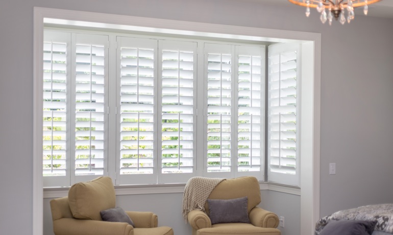 Classic shutters in Bakersfield bay window