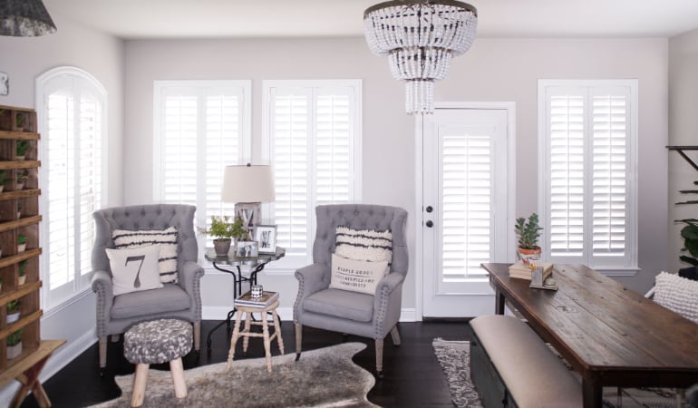 Plantation shutters in a Bakersfield living room