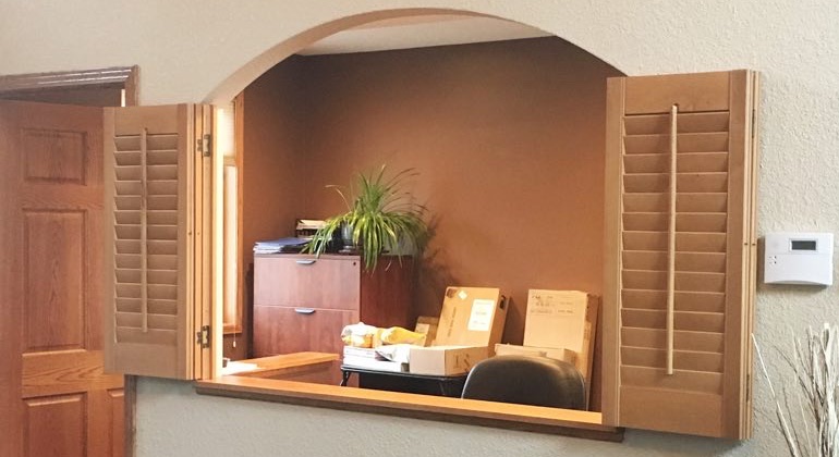 wood cafe shutters Bakersfield