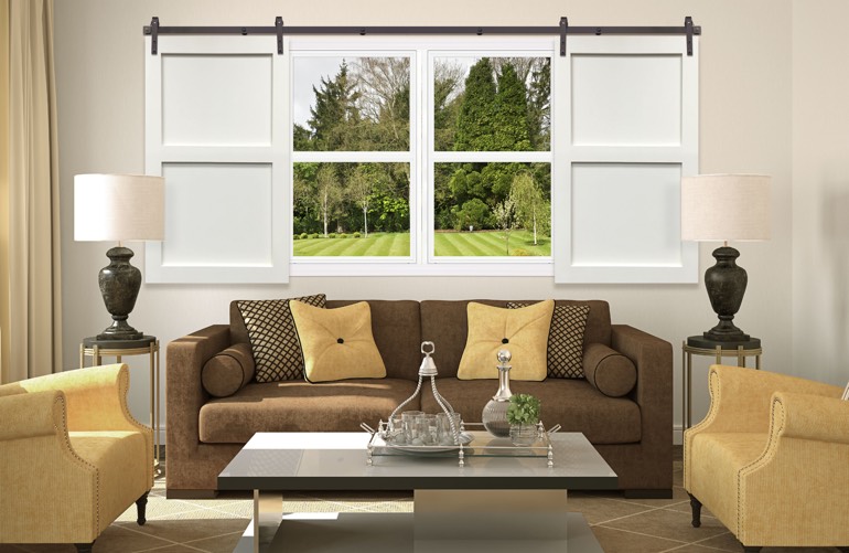 Hottest Trends In Window Treatments In Bakersfield: Sliding Barn Door Shutters